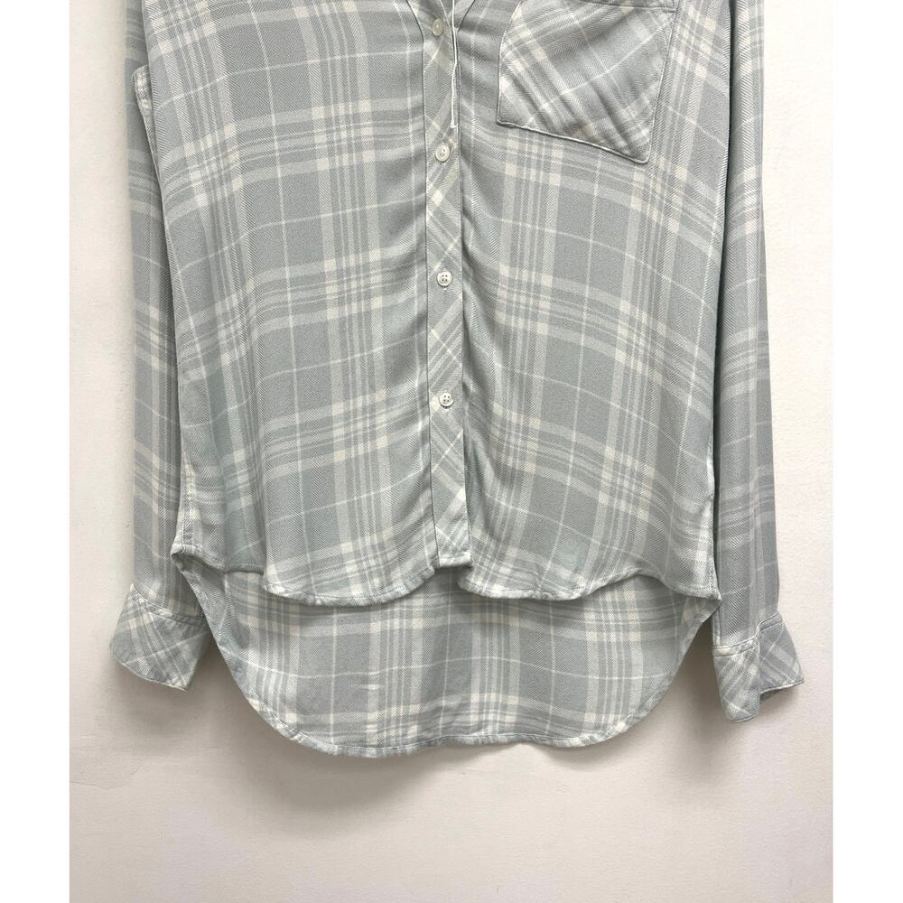 NWOT Rails Hunter Flannel Pastel Plaid Soft Rayon Button-Down Shirt Seafoam XS - Picture 8 of 12